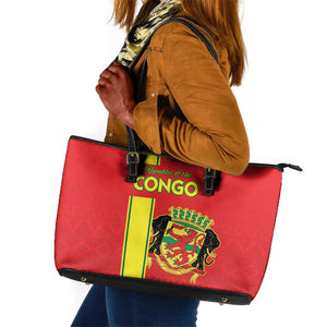 Republique du Congo Football Leather Tote Bag Go Ba Diabulu ya Mbwaki Red Color - African Pride