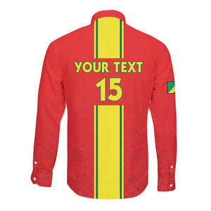 Custom Republique du Congo Football Long Sleeve Button Shirt Go Ba Diabulu ya Mbwaki Red Color - African Pride