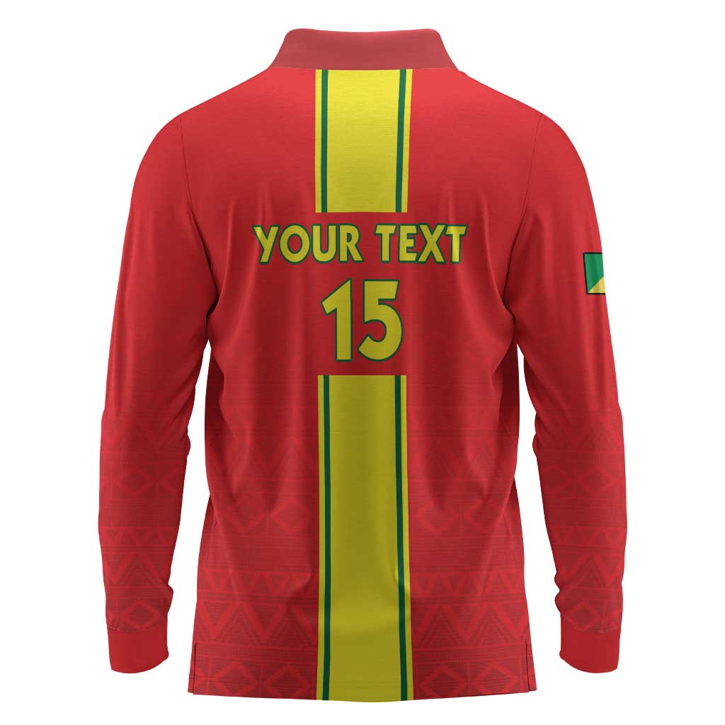 Custom Republique du Congo Football Long Sleeve Polo Shirt Go Ba Diabulu ya Mbwaki Red Color - African Pride