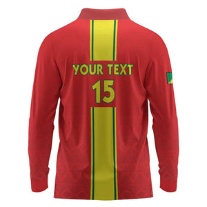 Custom Republique du Congo Football Long Sleeve Polo Shirt Go Ba Diabulu ya Mbwaki Red Color - African Pride