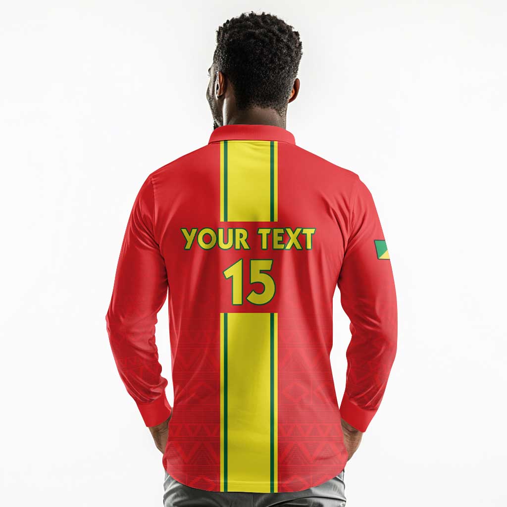 Custom Republique du Congo Football Long Sleeve Polo Shirt Go Ba Diabulu ya Mbwaki Red Color - African Pride