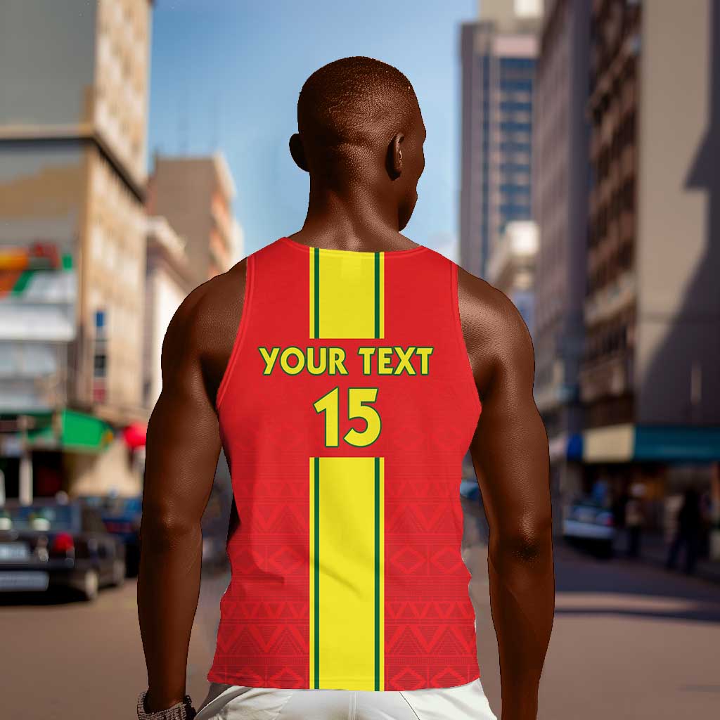 Custom Republique du Congo Football Men Tank Top Go Ba Diabulu ya Mbwaki Red Color - African Pride