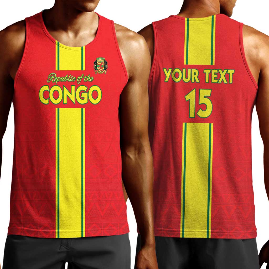 Custom Republique du Congo Football Men Tank Top Go Ba Diabulu ya Mbwaki Red Color - African Pride