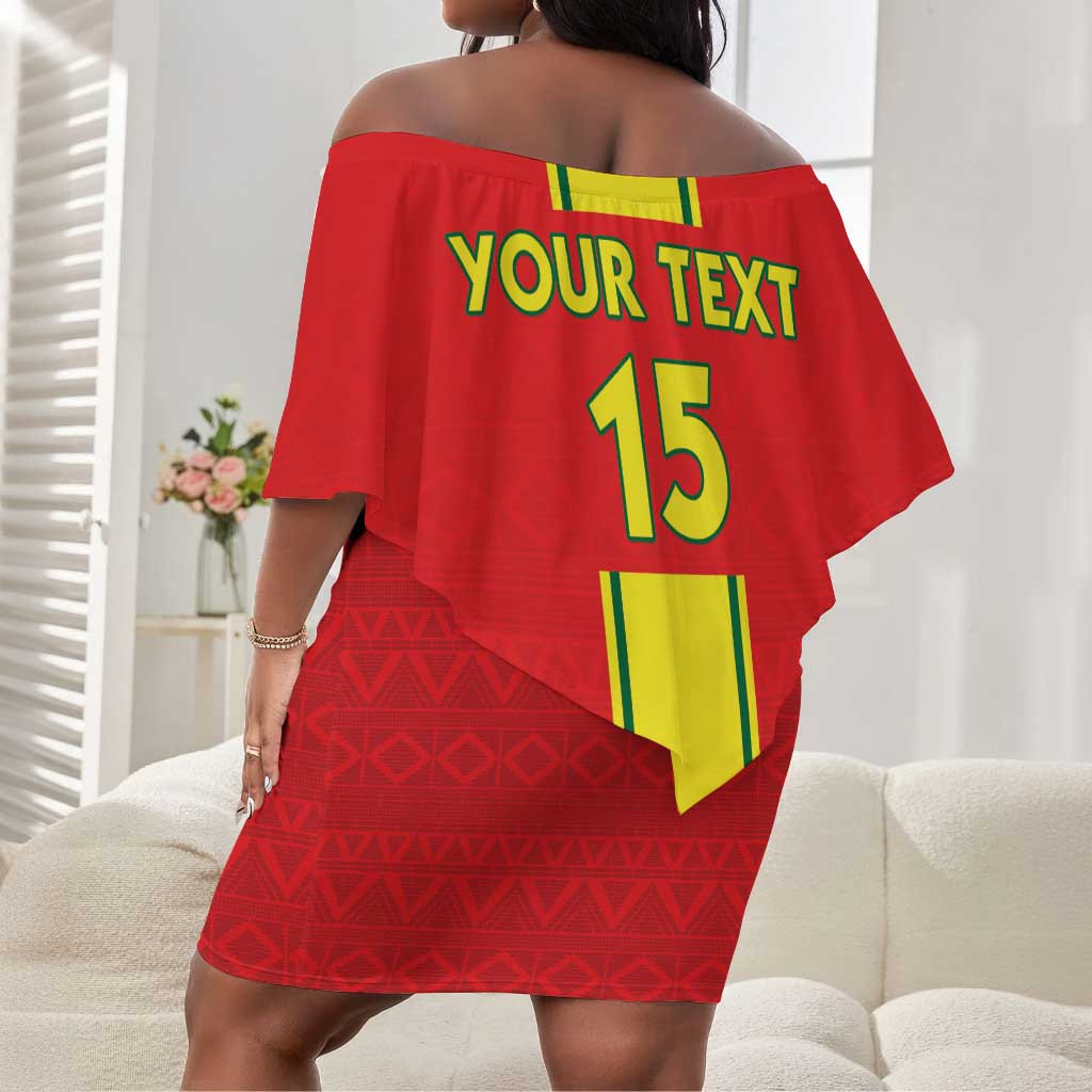 Custom Republique du Congo Football Off Shoulder Short Dress Go Ba Diabulu ya Mbwaki Red Color - African Pride