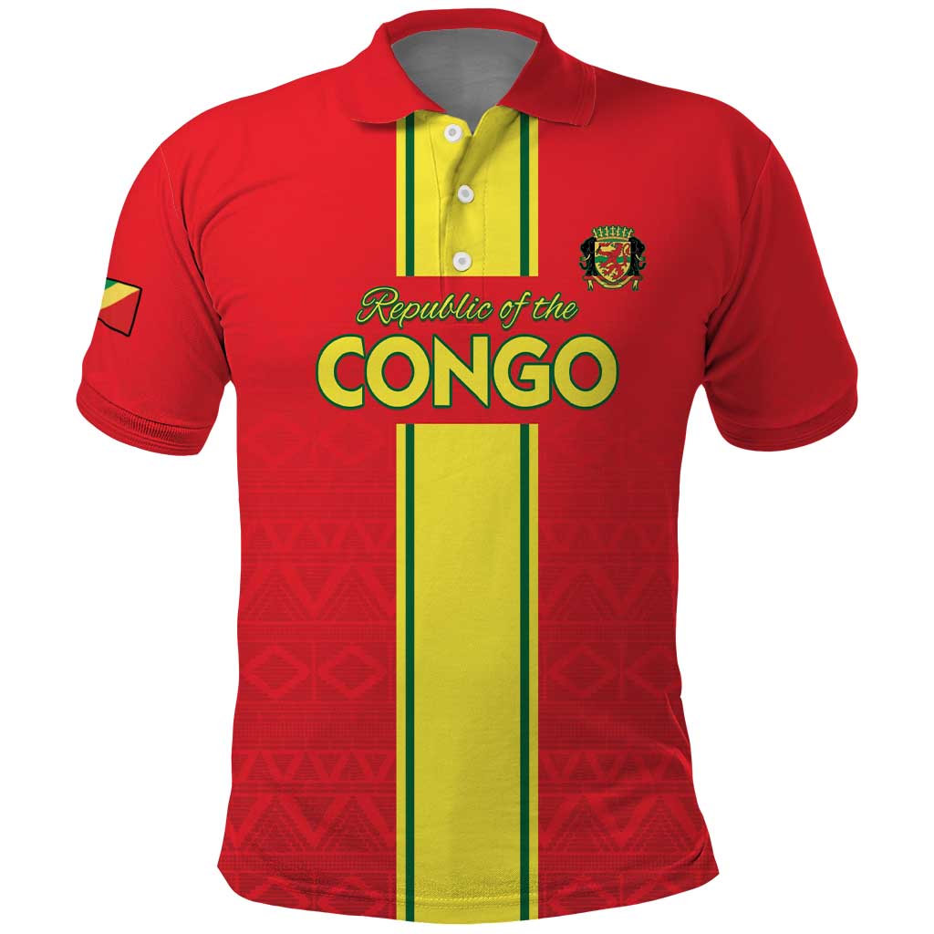 Custom Republique du Congo Football Polo Shirt Go Ba Diabulu ya Mbwaki Red Color - African Pride