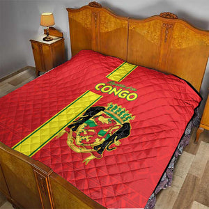 Republique du Congo Football Quilt Go Ba Diabulu ya Mbwaki Red Color - African Pride