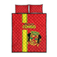 Republique du Congo Football Quilt Bed Set Go Ba Diabulu ya Mbwaki Red Color - African Pride