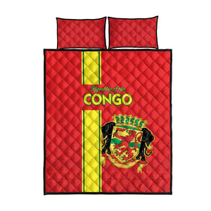 Republique du Congo Football Quilt Bed Set Go Ba Diabulu ya Mbwaki Red Color - African Pride