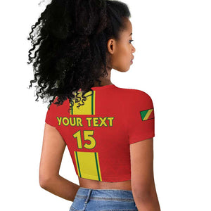 Custom Republique du Congo Football Raglan Cropped T shirt Go Ba Diabulu ya Mbwaki Red Color - African Pride