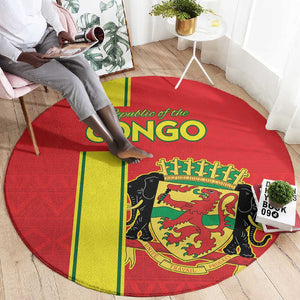 Republique du Congo Football Round Carpet Go Ba Diabulu ya Mbwaki Red Color - African Pride