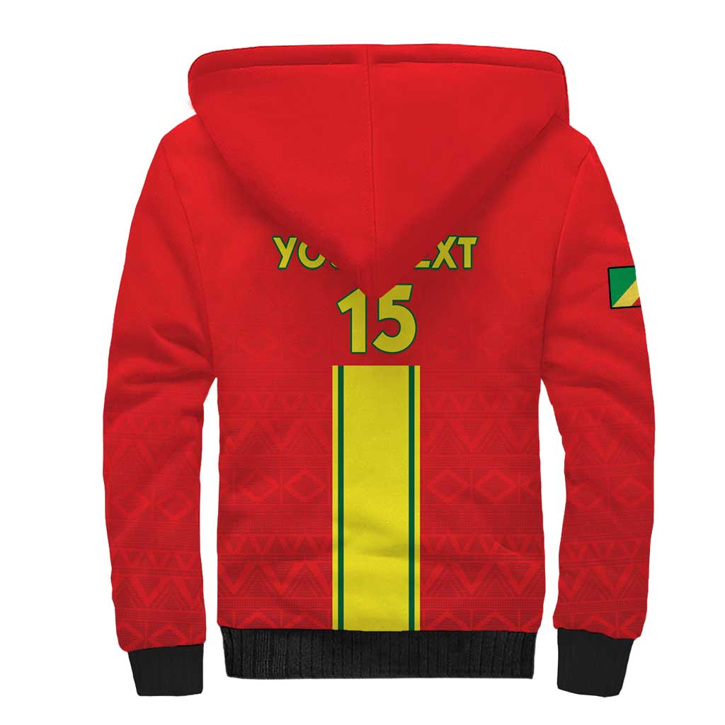 Custom Republique du Congo Football Sherpa Hoodie Go Ba Diabulu ya Mbwaki Red Color - African Pride