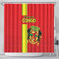 Republique du Congo Football Shower Curtain Go Ba Diabulu ya Mbwaki Red Color - African Pride