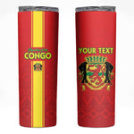 Custom Republique du Congo Football Skinny Tumbler Go Ba Diabulu ya Mbwaki Red Color - African Pride