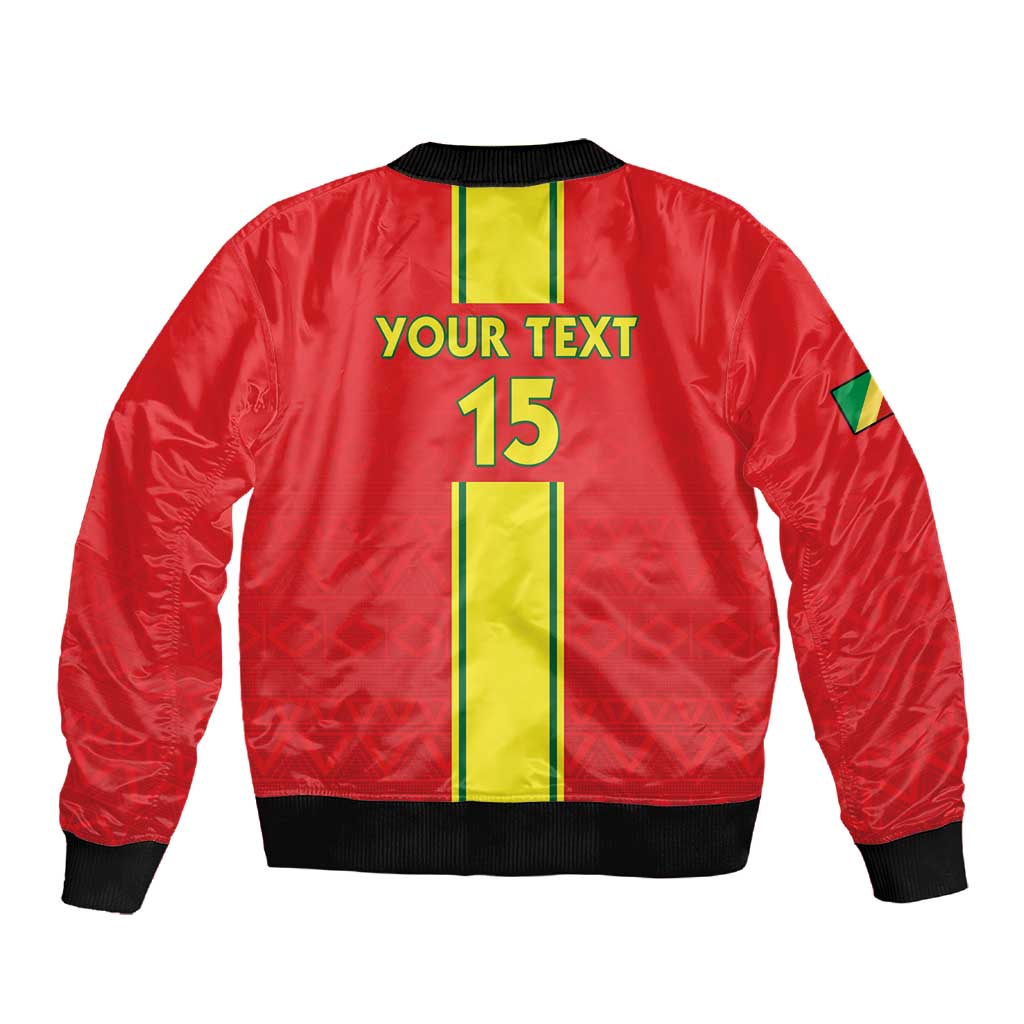 Custom Republique du Congo Football Sleeve Zip Bomber Jacket Go Ba Diabulu ya Mbwaki Red Color - African Pride