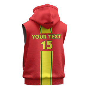 Custom Republique du Congo Football Sleeveless Zip Hoodie Go Ba Diabulu ya Mbwaki Red Color - African Pride