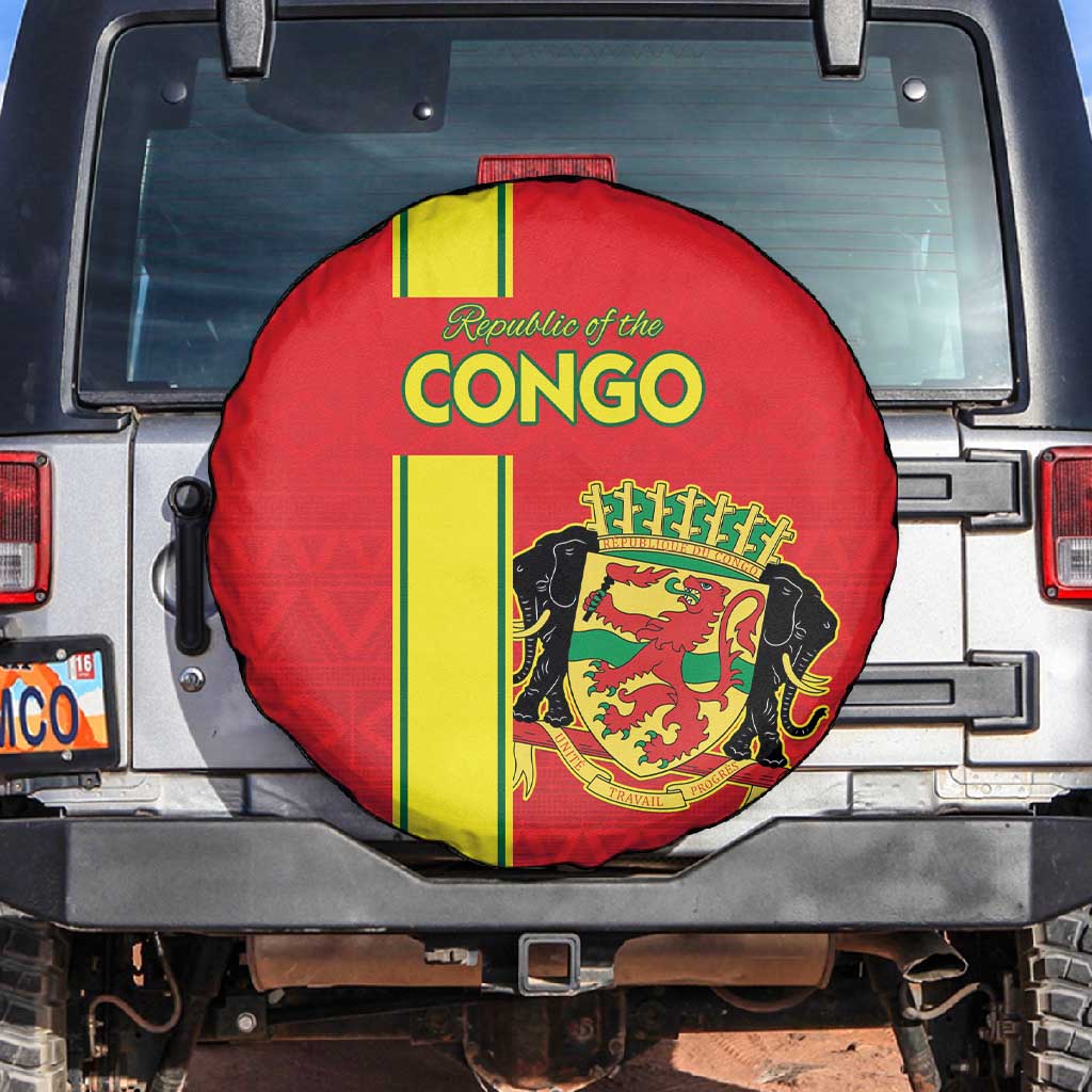 Republique du Congo Football Spare Tire Cover Go Ba Diabulu ya Mbwaki Red Color - African Pride