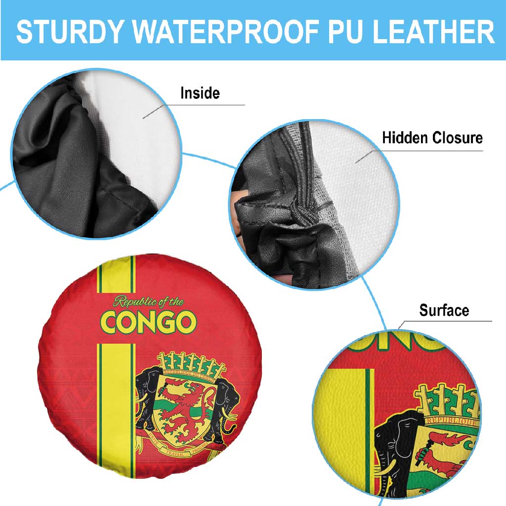 Republique du Congo Football Spare Tire Cover Go Ba Diabulu ya Mbwaki Red Color - African Pride