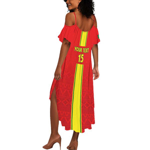 Custom Republique du Congo Football Summer Maxi Dress Go Ba Diabulu ya Mbwaki Red Color - African Pride