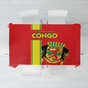 Republique du Congo Football Tablecloth Go Ba Diabulu ya Mbwaki Red Color - African Pride