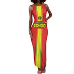 Custom Republique du Congo Football Tank Maxi Dress Go Ba Diabulu ya Mbwaki Red Color - African Pride