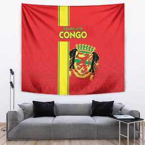Republique du Congo Football Tapestry Go Ba Diabulu ya Mbwaki Red Color - African Pride
