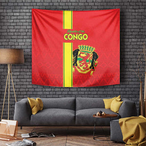 Republique du Congo Football Tapestry Go Ba Diabulu ya Mbwaki Red Color - African Pride