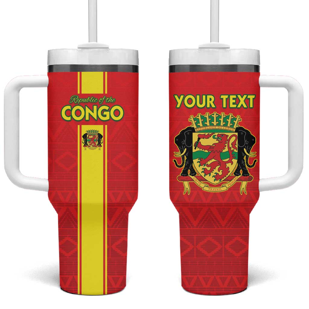 Custom Republique du Congo Football Tumbler With Handle Go Ba Diabulu ya Mbwaki Red Color - African Pride