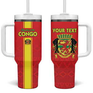 Custom Republique du Congo Football Tumbler With Handle Go Ba Diabulu ya Mbwaki Red Color - African Pride