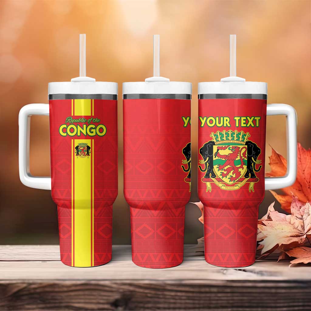 Custom Republique du Congo Football Tumbler With Handle Go Ba Diabulu ya Mbwaki Red Color - African Pride