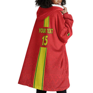 Custom Republique du Congo Football Wearable Blanket Hoodie Go Ba Diabulu ya Mbwaki Red Color - African Pride