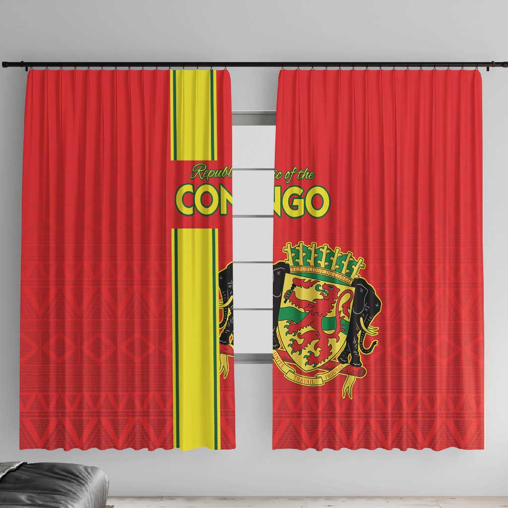 Republique du Congo Football Window Curtain Go Ba Diabulu ya Mbwaki Red Color - African Pride