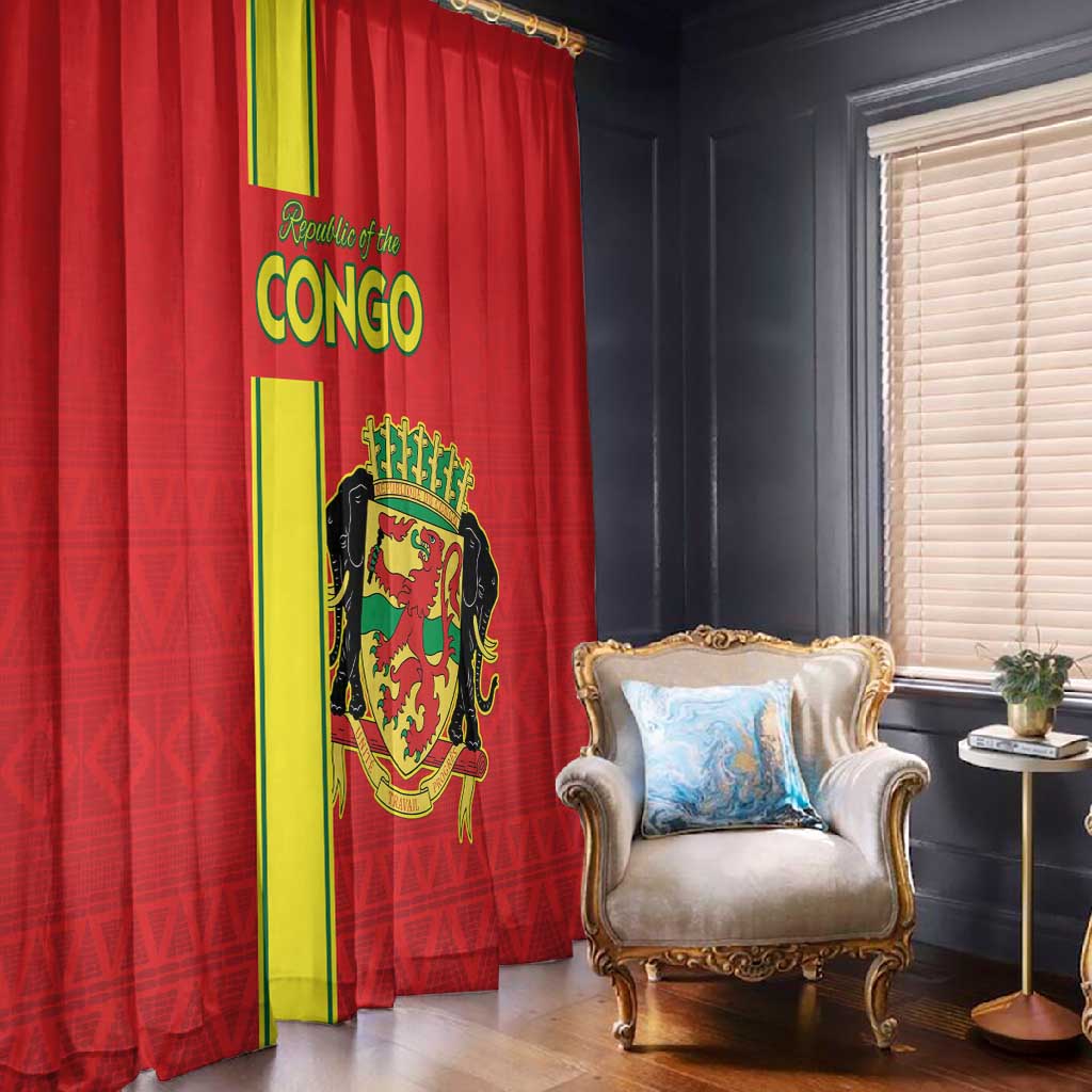 Republique du Congo Football Window Curtain Go Ba Diabulu ya Mbwaki Red Color - African Pride