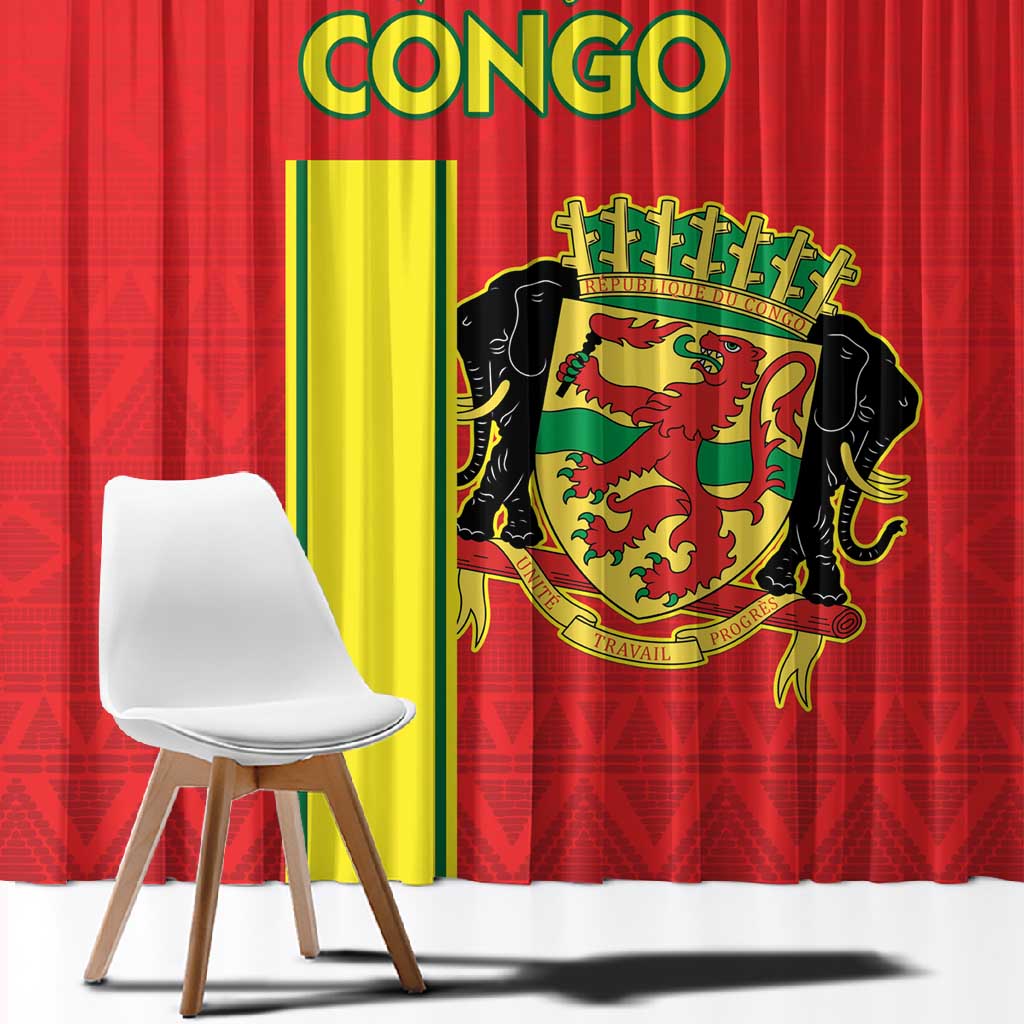 Republique du Congo Football Window Curtain Go Ba Diabulu ya Mbwaki Red Color - African Pride