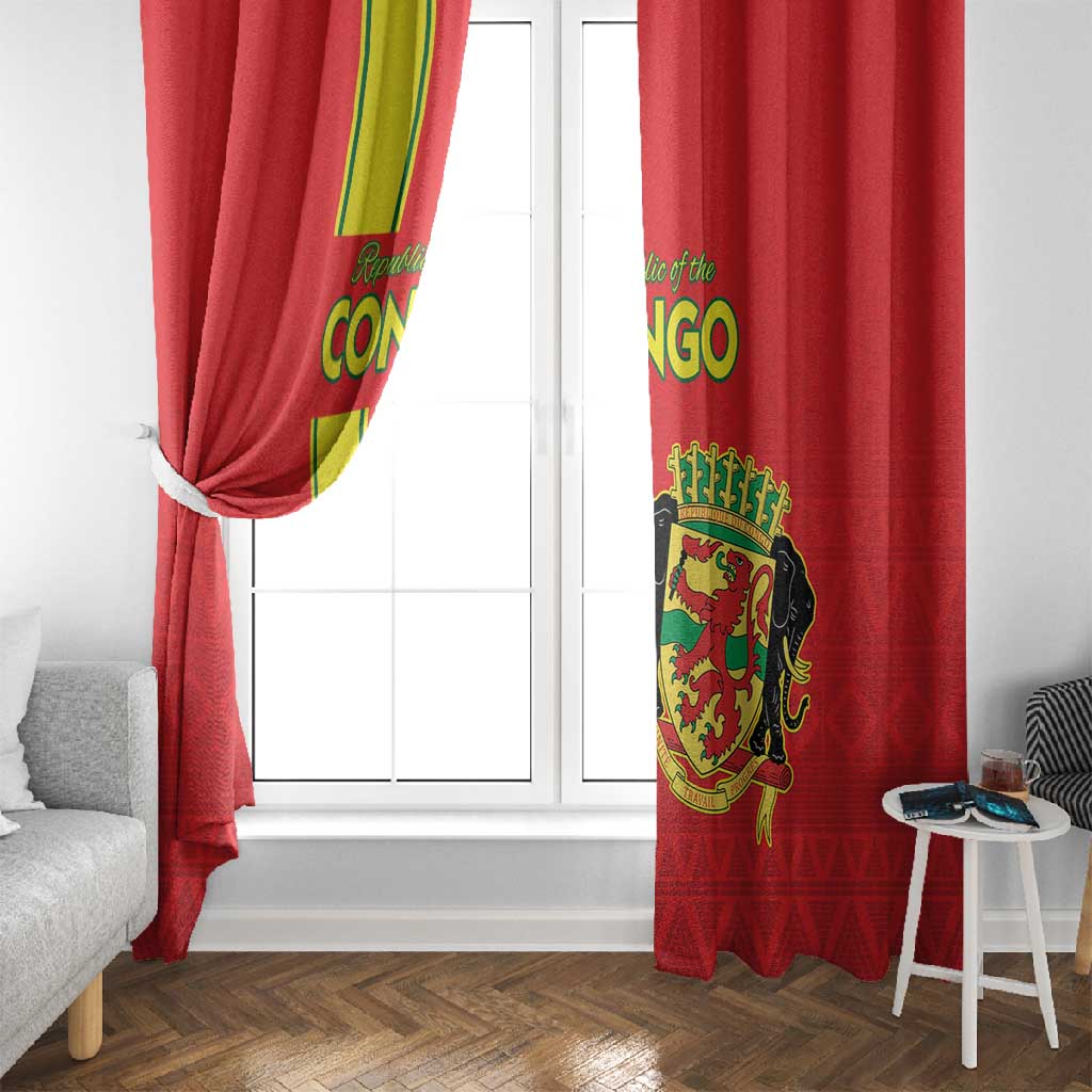 Republique du Congo Football Window Curtain Go Ba Diabulu ya Mbwaki Red Color - African Pride