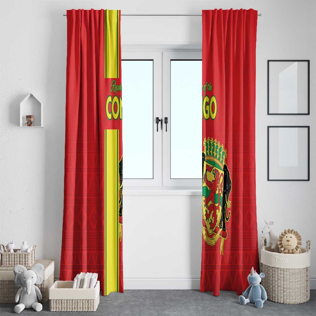 Republique du Congo Football Window Curtain Go Ba Diabulu ya Mbwaki Red Color - African Pride