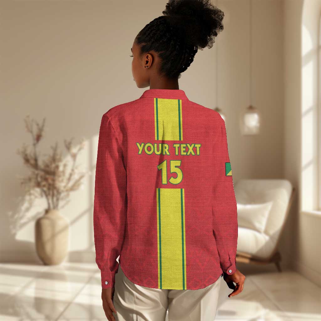 Custom Republique du Congo Football Women Casual Shirt Go Ba Diabulu ya Mbwaki Red Color - African Pride