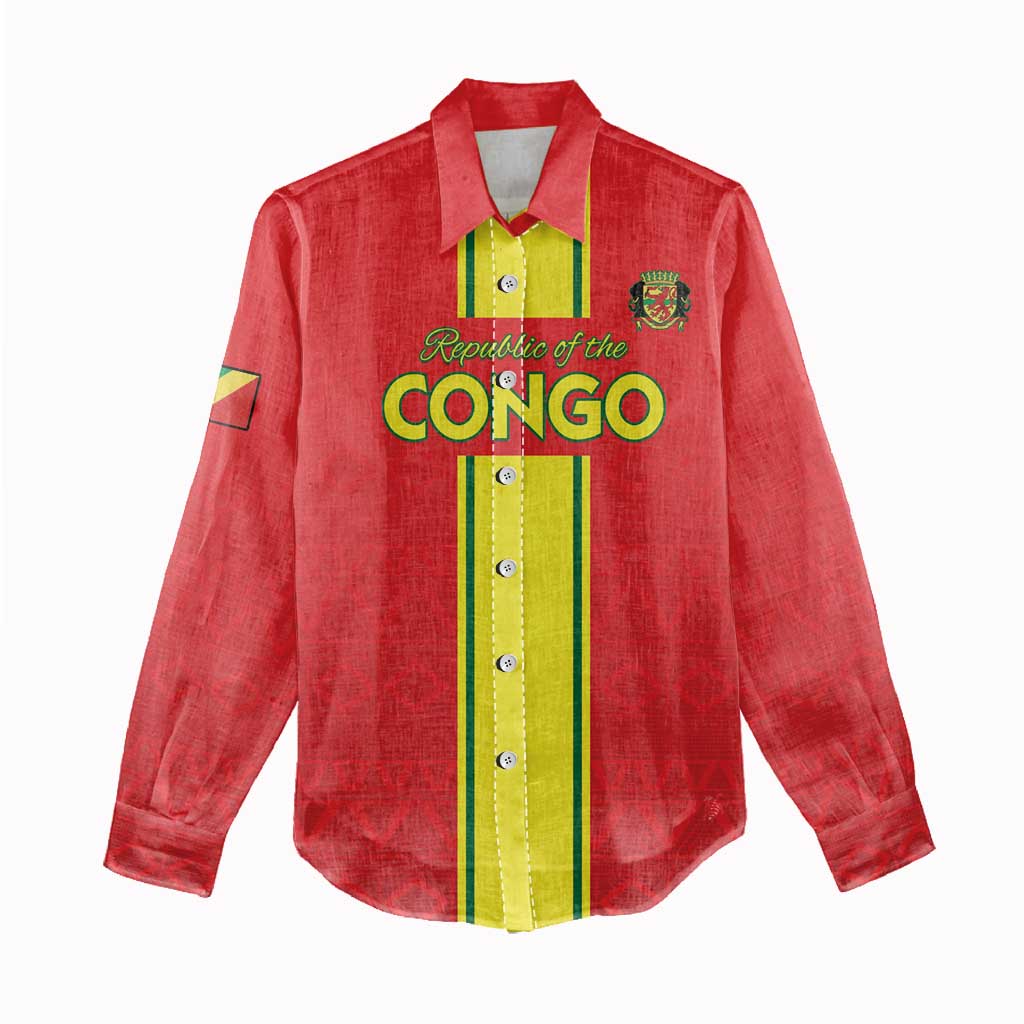Custom Republique du Congo Football Women Casual Shirt Go Ba Diabulu ya Mbwaki Red Color - African Pride