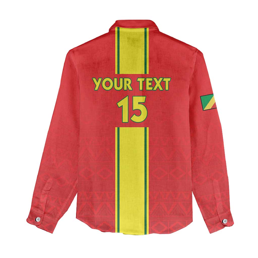 Custom Republique du Congo Football Women Casual Shirt Go Ba Diabulu ya Mbwaki Red Color - African Pride