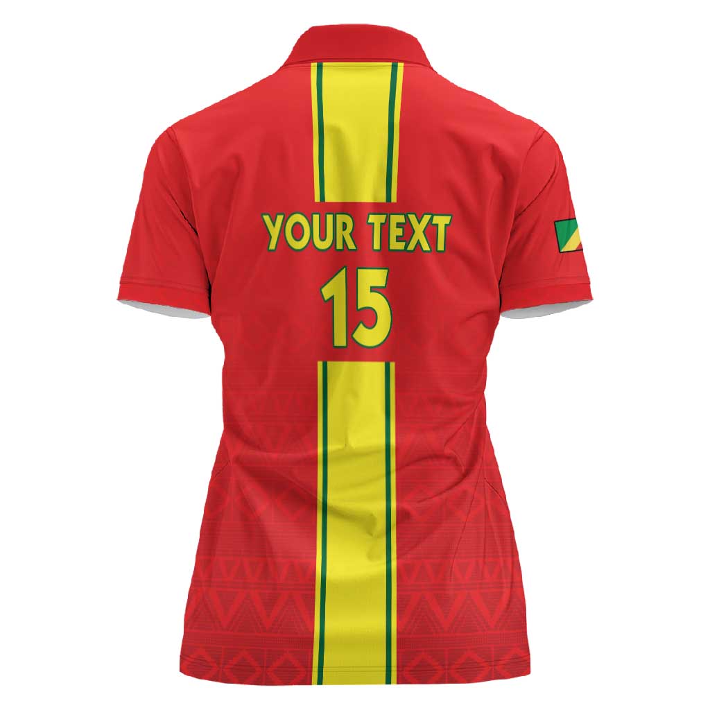Custom Republique du Congo Football Women Polo Shirt Go Ba Diabulu ya Mbwaki Red Color - African Pride