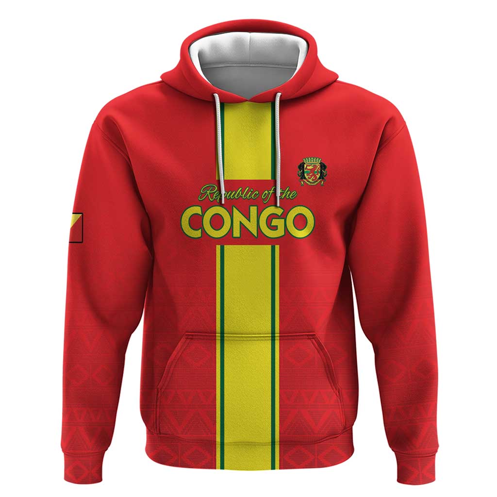 Custom Republique du Congo Football Zip Hoodie Go Ba Diabulu ya Mbwaki Red Color - African Pride