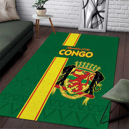 Republique du Congo Football Area Rug Go Ba Diabulu ya Mbwaki Green Color - African Pride