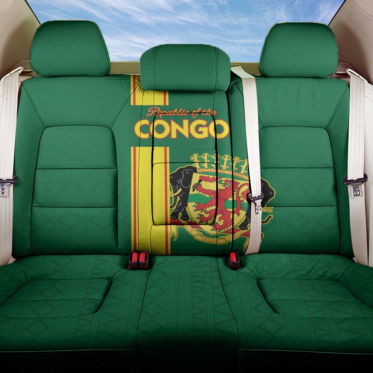 Republique du Congo Football Back Car Seat Cover Go Ba Diabulu ya Mbwaki Green Color - African Pride