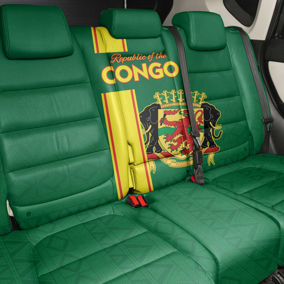 Republique du Congo Football Back Car Seat Cover Go Ba Diabulu ya Mbwaki Green Color - African Pride