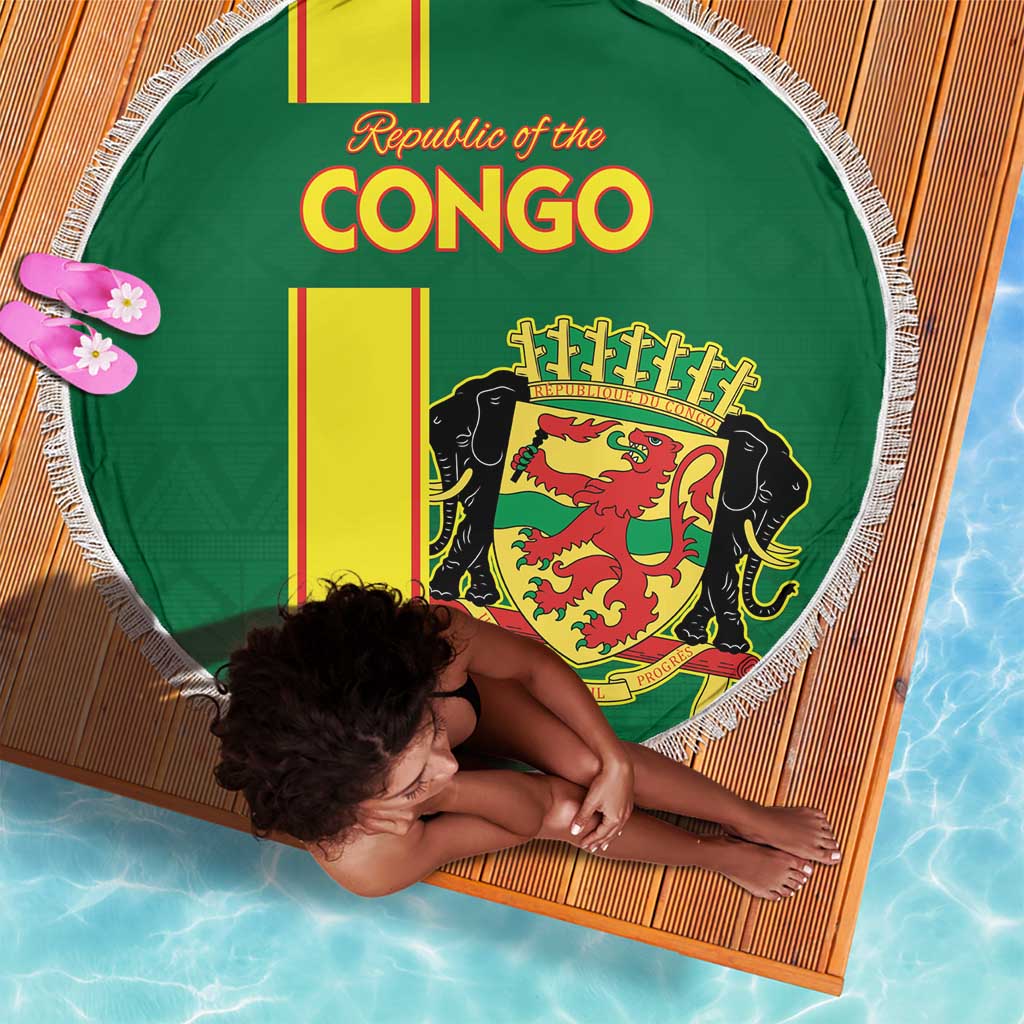 Republique du Congo Football Beach Blanket Go Ba Diabulu ya Mbwaki Green Color - African Pride