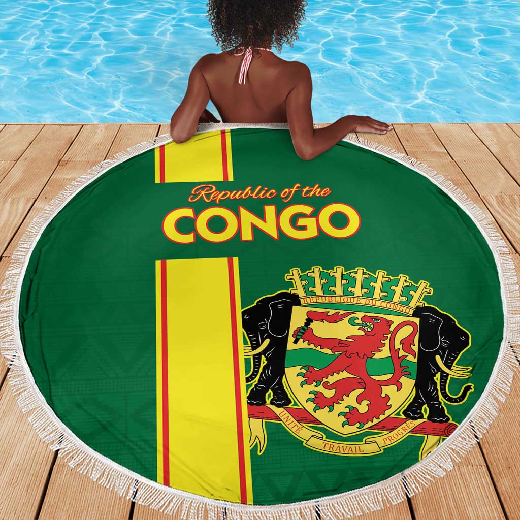Republique du Congo Football Beach Blanket Go Ba Diabulu ya Mbwaki Green Color - African Pride