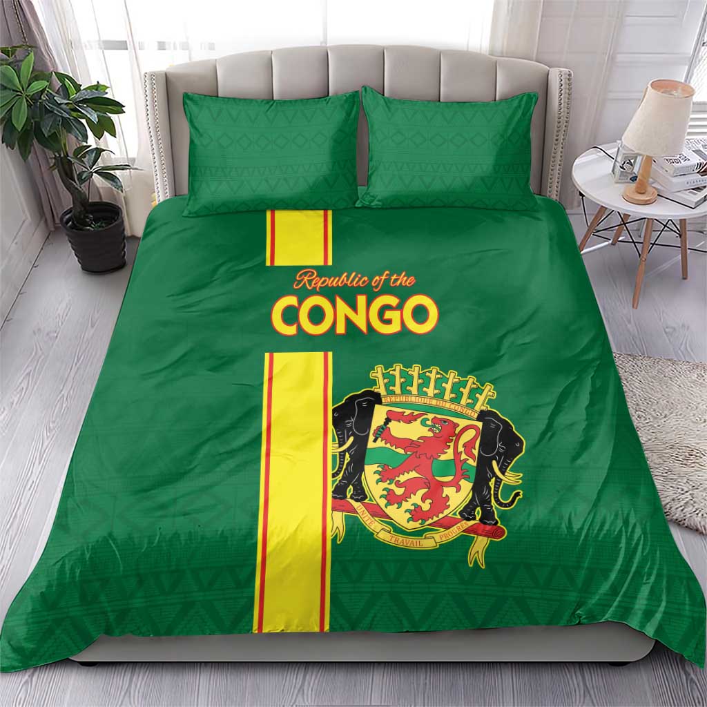 Republique du Congo Football Bedding Set Go Ba Diabulu ya Mbwaki Green Color - African Pride