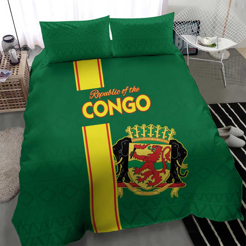 Republique du Congo Football Bedding Set Go Ba Diabulu ya Mbwaki Green Color - African Pride