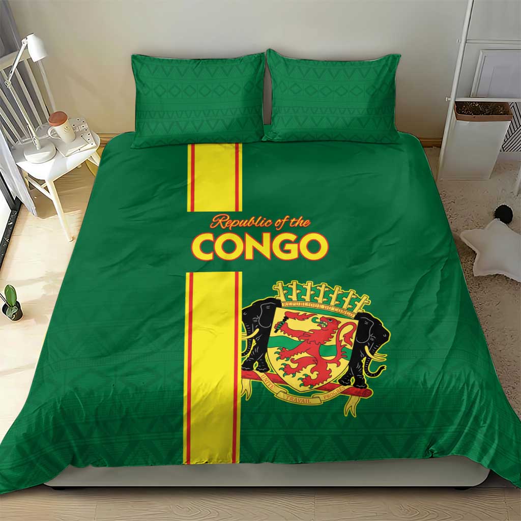 Republique du Congo Football Bedding Set Go Ba Diabulu ya Mbwaki Green Color - African Pride