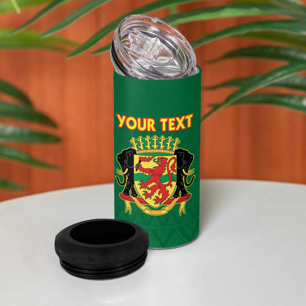 Custom Republique du Congo Football 4 in 1 Can Cooler Tumbler Go Ba Diabulu ya Mbwaki Green Color - African Pride