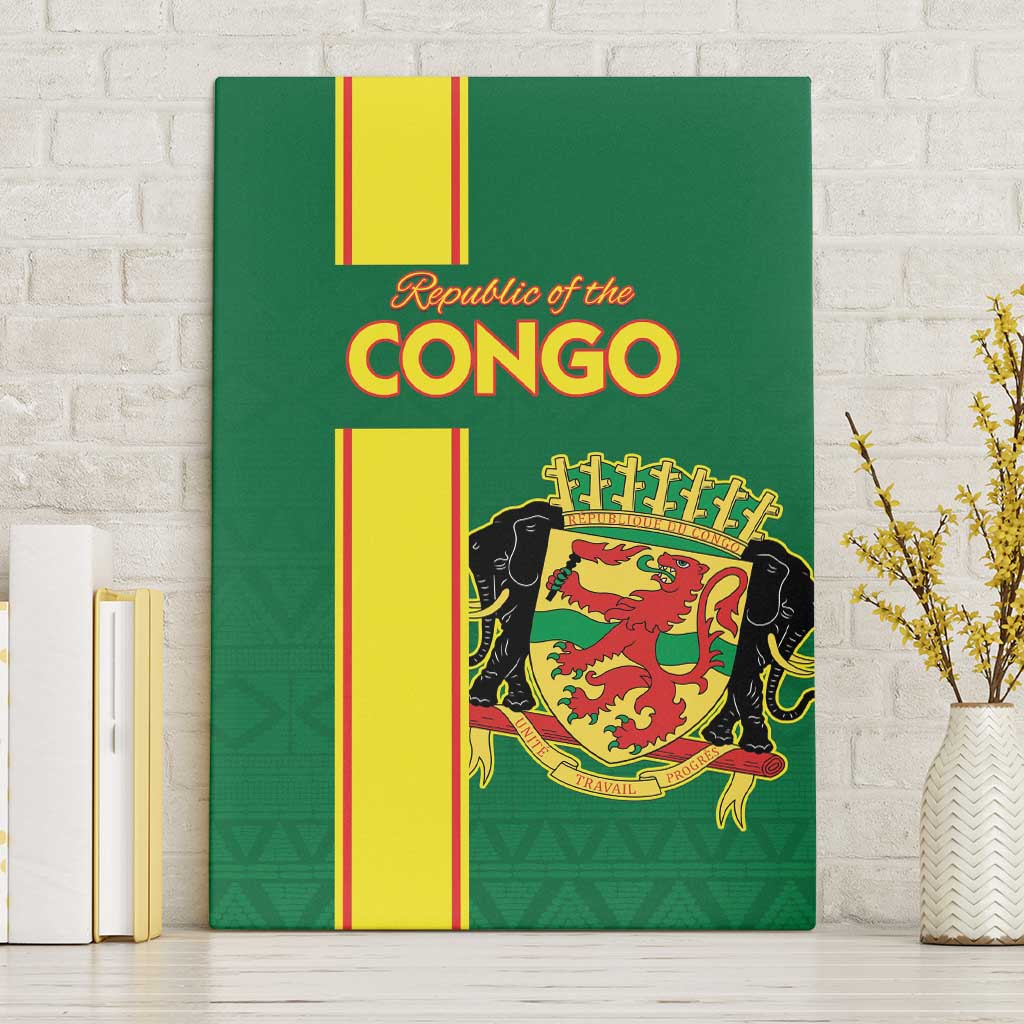 Republique du Congo Football Canvas Wall Art Go Ba Diabulu ya Mbwaki Green Color - African Pride